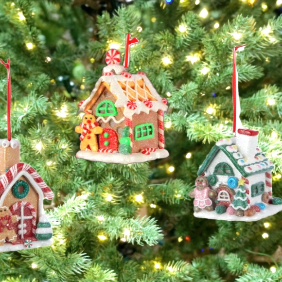 Kurt Adler LED Gingerbread House Ornaments,  Set Of 3 - Picture 3 of 5